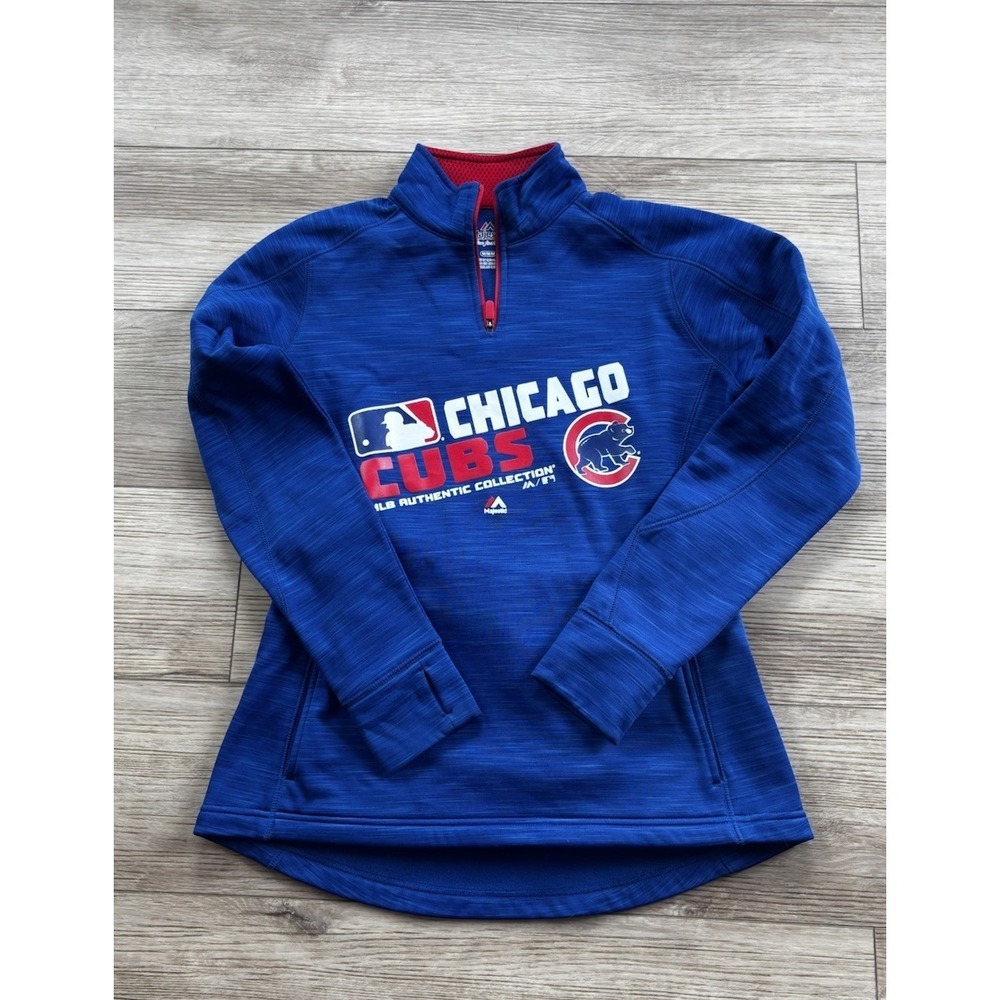 Women's Majestic Chicago Cubs Pullover Medium Fly The W Go Cubs‎ Go!